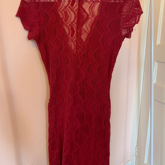 Nightcap Red Lace V Neck Mini Dress (SM) Sexy! - Picture 3 of 3